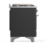 ILVE UM48FQNR3MGC Majestic III 48 inch Dual Fuel Range with 8 Burners and Griddle, Dual Function Burner up to 25,000 BTU (Natural Gas, Solid Door, Graphite Matte, Chrome)
