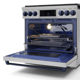 36 Inch Professional Gas Range With Tilt Panel Touch Control In Stainless Steel/navy Blue Gordon Ramsay Series