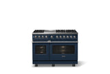 48"W. Dual Fuel Range (Burner: 6g, Finish: Slate Blue, Trim: Polished Chrome, Fuel: Natural Gas)