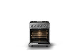 30"W. Dual Fuel Range (Finish: Stainless Steel, Trim: Polished Chrome, Fuel: Natural Gas)
