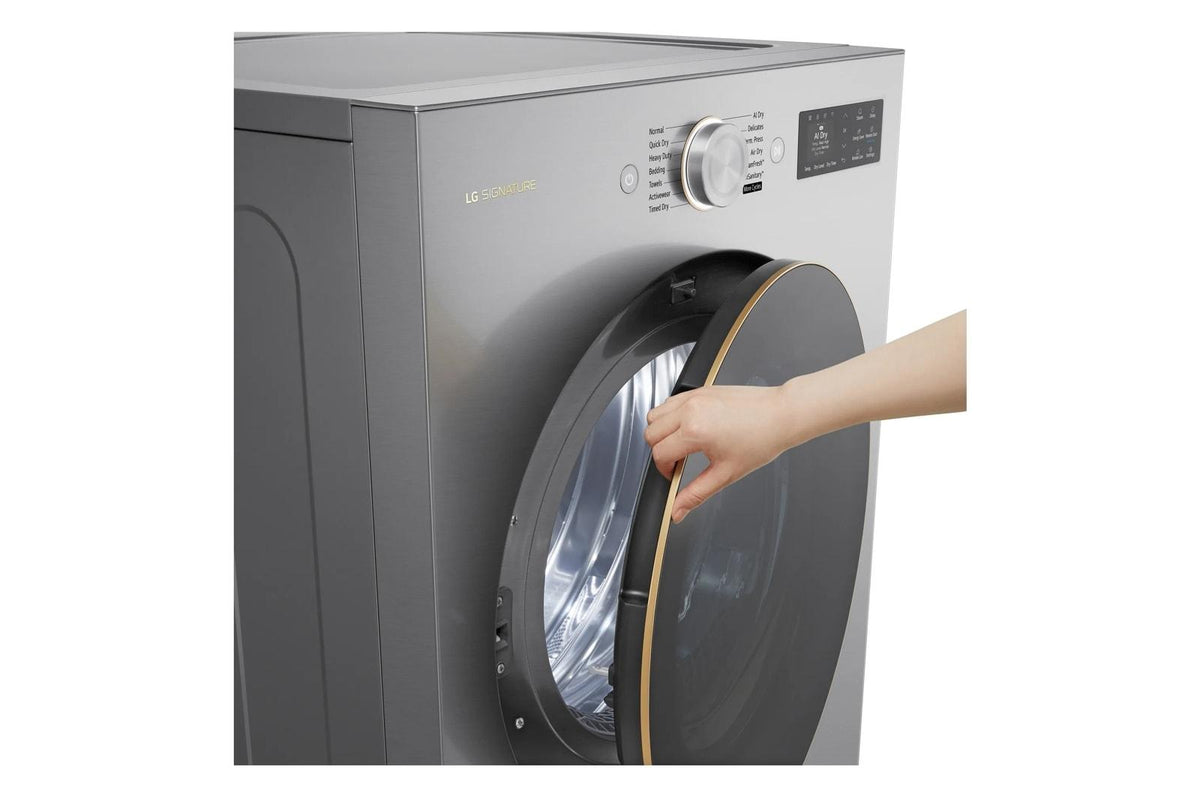LG SIGNATURE 9.0 cu. ft. Mega Capacity Smart Front Load Gas Dryer with TurboSteam®, Built-In Intelligence and Hybrid Electronic Controls with LCD Display