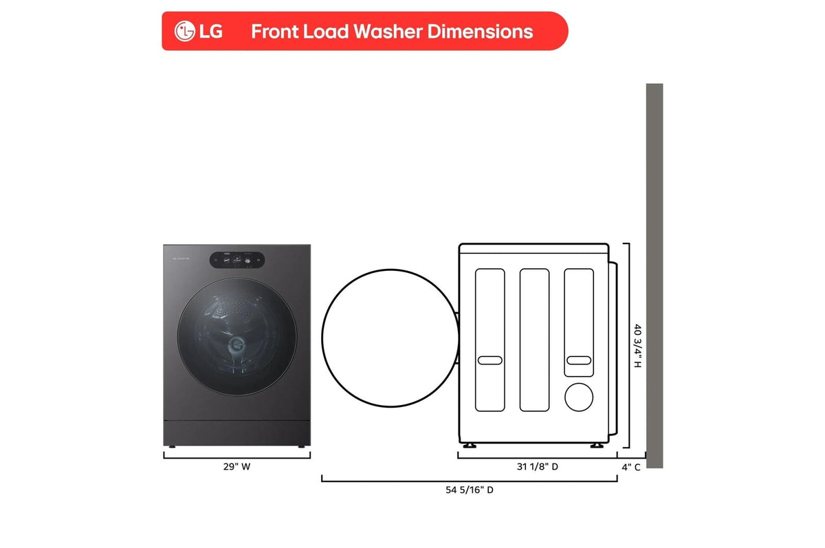 LG SIGNATURE 5.8 cu. ft. Mega Capacity Smart Front Load Washer with Built-In Intelligence, TurboWash® 360(degree), ezDispense® and Touch LCD Control