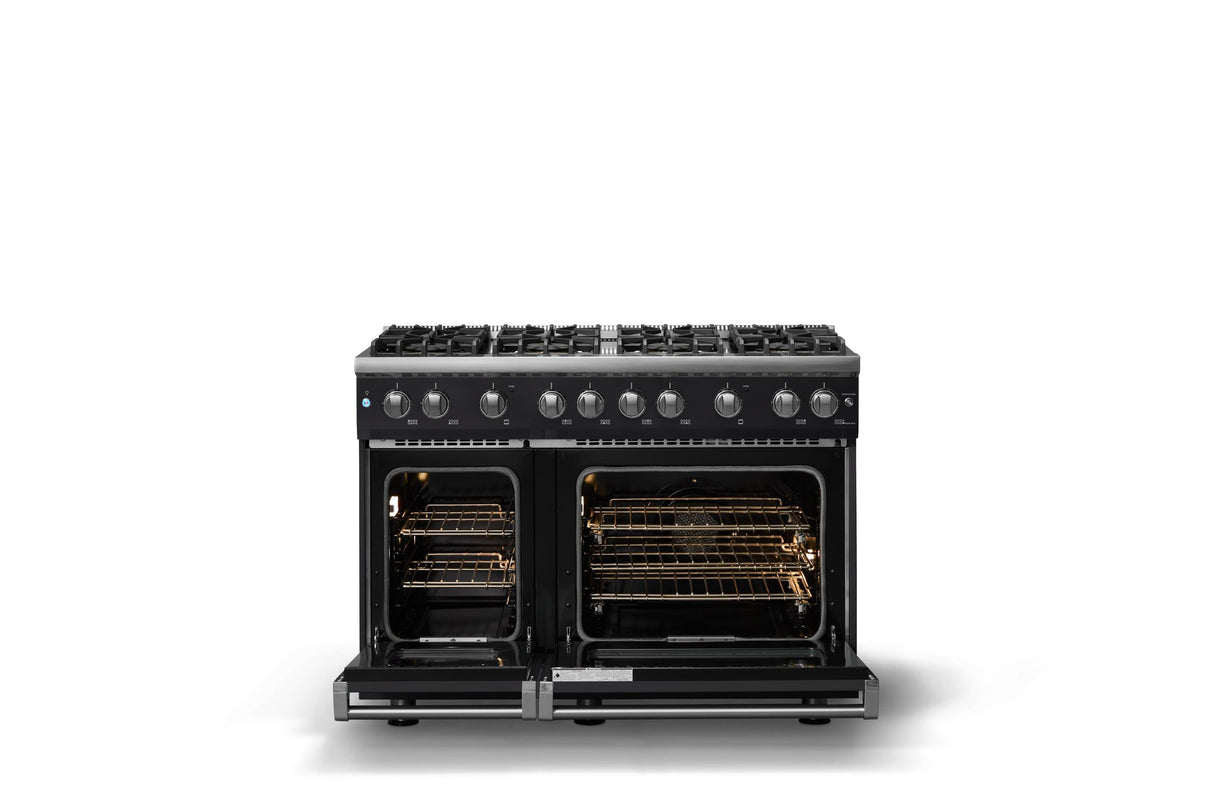 48"W. Sealed Burner Gas Range (Burner: 8b, Finish: Onyx, Trim: Polished Chrome, Fuel: Natural Gas)