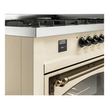 ILVE UN60FNMPAWBLP Nostalgie II Noblesse 60 inch Dual Fuel Range (9 Sealed Burners + Griddle, Liquid Propane, Triple Glass Door, Antique White, Burnished)