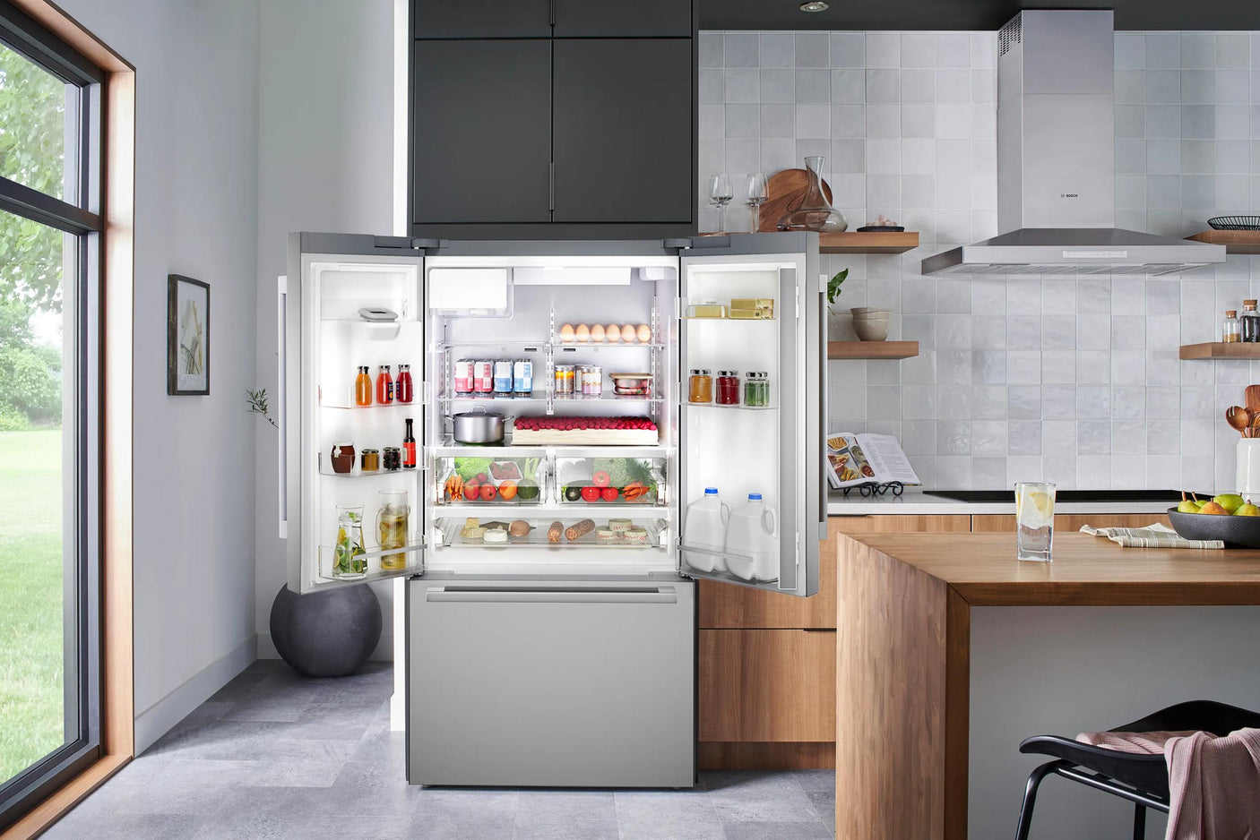 500 Series French Door Bottom Mount Refrigerator 36" Stainless steel (with anti-fingerprint), Total No Frost