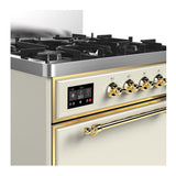 ILVE UM30QNR3AWGLP Majestic III 30 inch Dual Fuel Range with 5 Black Brass Burners, Dual Function Burner up to 25,000 BTU (Liquid Propane, Solid Door, Antique White, Brass)