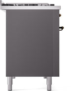 Nostalgie II 48 Inch Dual Fuel Natural Gas Freestanding Range in Matte Graphite with Bronze Trim