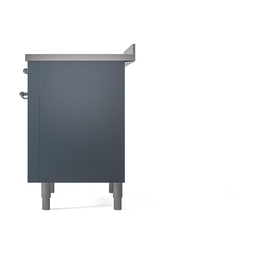 ILVE UNI366QNMPBGC Nostalgie II Noblesse 36 inch Induction Range (Solid Door, Blue Grey, Chrome)