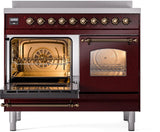 Nostalgie II 40 Inch Electric Freestanding Range in Burgundy with Bronze Trim