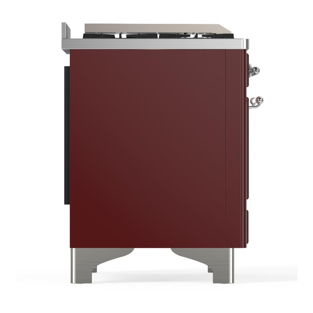 ILVE UMD40FQNR3BUC Majestic III 40 inch Dual Fuel Range with 6 Burners and Griddle, Dual Function Burner up to 25,000 BTU (Natural Gas, Solid Door, Burgundy, Chrome)