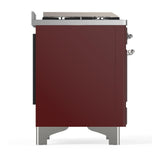 ILVE UMD40FQNR3BUC Majestic III 40 inch Dual Fuel Range with 6 Burners and Griddle, Dual Function Burner up to 25,000 BTU (Natural Gas, Solid Door, Burgundy, Chrome)