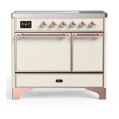 ILVE UMDIB40QNR3AWP Majestic III 40 inch Induction Range with 6 Elements, 3.82 cu. ft. Total Oven Capacity (Solid Door, Antique White, Copper)
