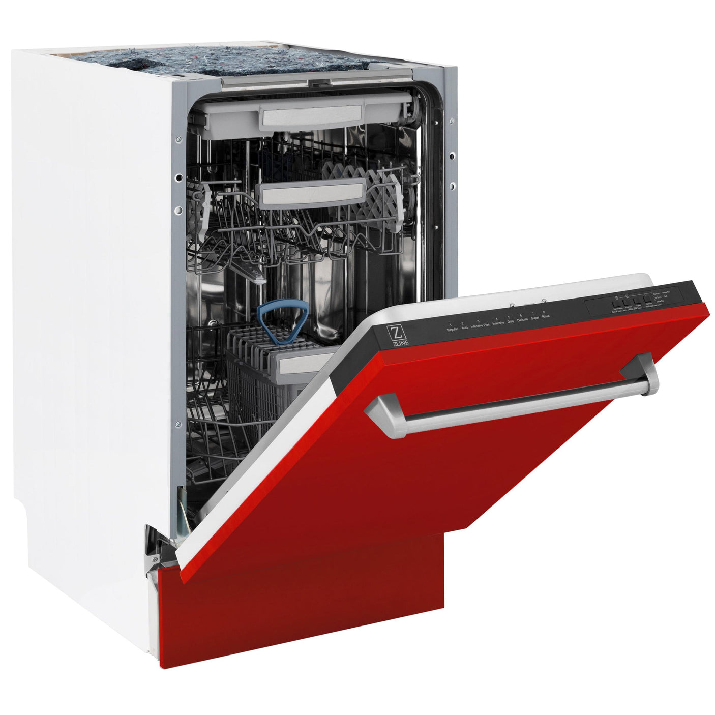 ZLINE 18" Tallac Series 3rd Rack Top Control Dishwasher with Traditional Handle, 51dBa [Color: Red Matte]
