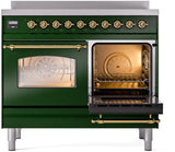 Nostalgie II 40 Inch Electric Freestanding Range in Emerald Green with Brass Trim