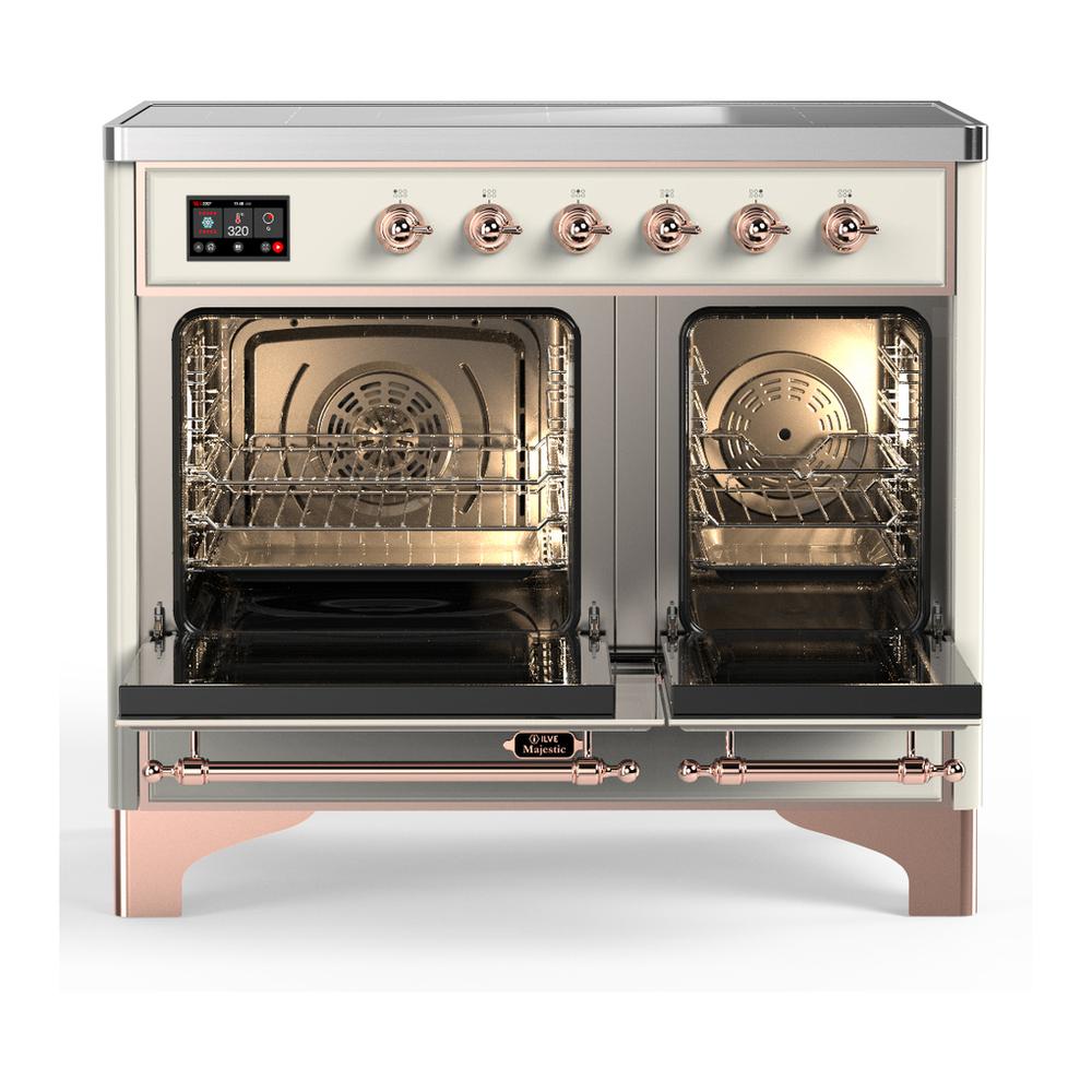ILVE UMDIB40QNR3AWP Majestic III 40 inch Induction Range with 6 Elements, 3.82 cu. ft. Total Oven Capacity (Solid Door, Antique White, Copper)
