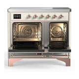 ILVE UMDIB40QNR3AWP Majestic III 40 inch Induction Range with 6 Elements, 3.82 cu. ft. Total Oven Capacity (Solid Door, Antique White, Copper)