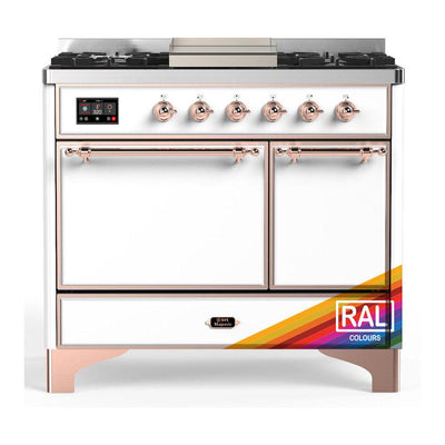ILVE UMD40FQNR3RAP Majestic III 40 inch Dual Fuel Range with 6 Burners and Griddle, Dual Function Burner up to 25,000 BTU (Natural Gas, Solid Door, RAL, Copper)
