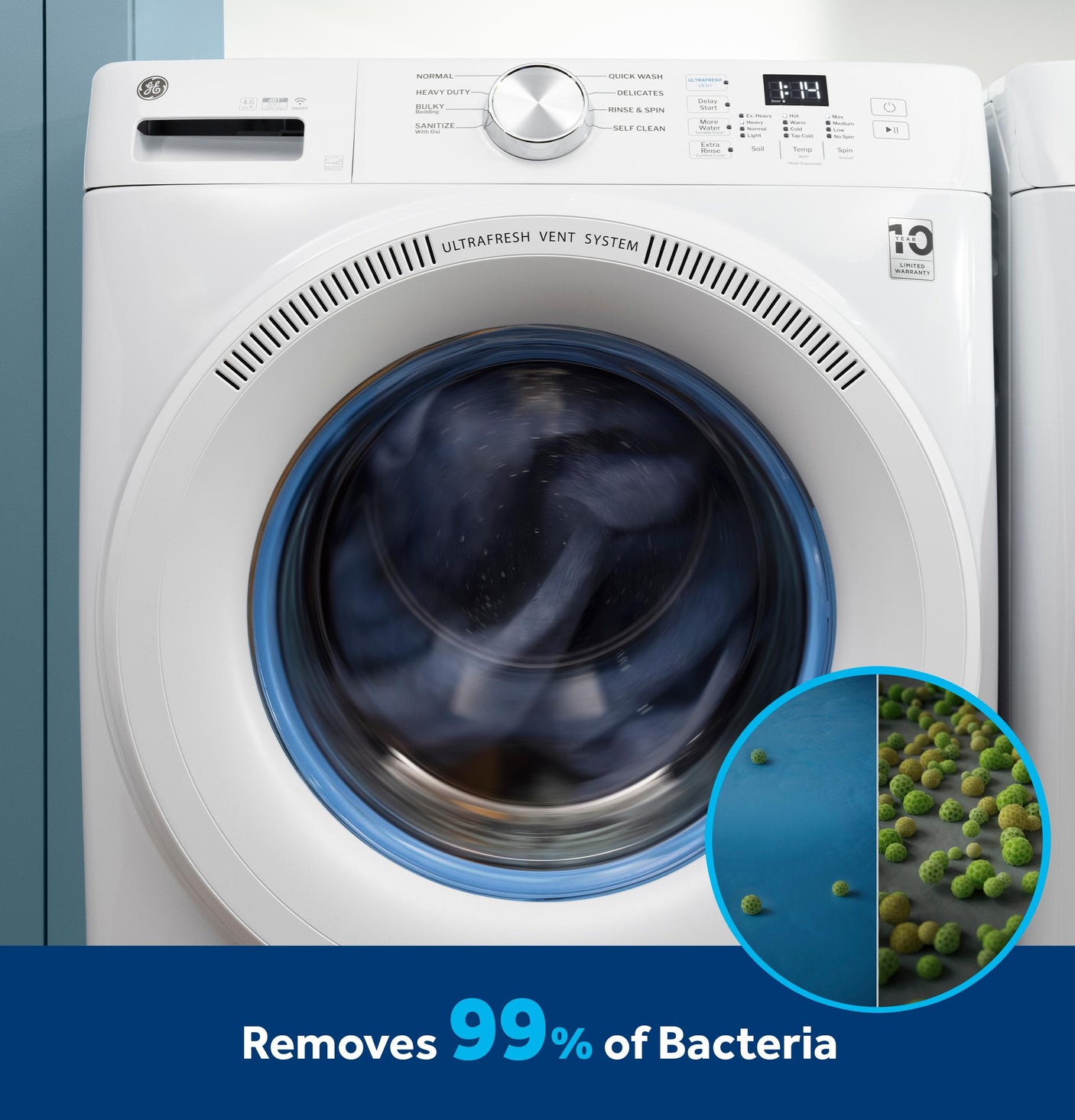 GE® ENERGY STAR® 4.6 cu. ft. Capacity Smart Front Load Washer with UltraFresh Vent System with OdorBlock™