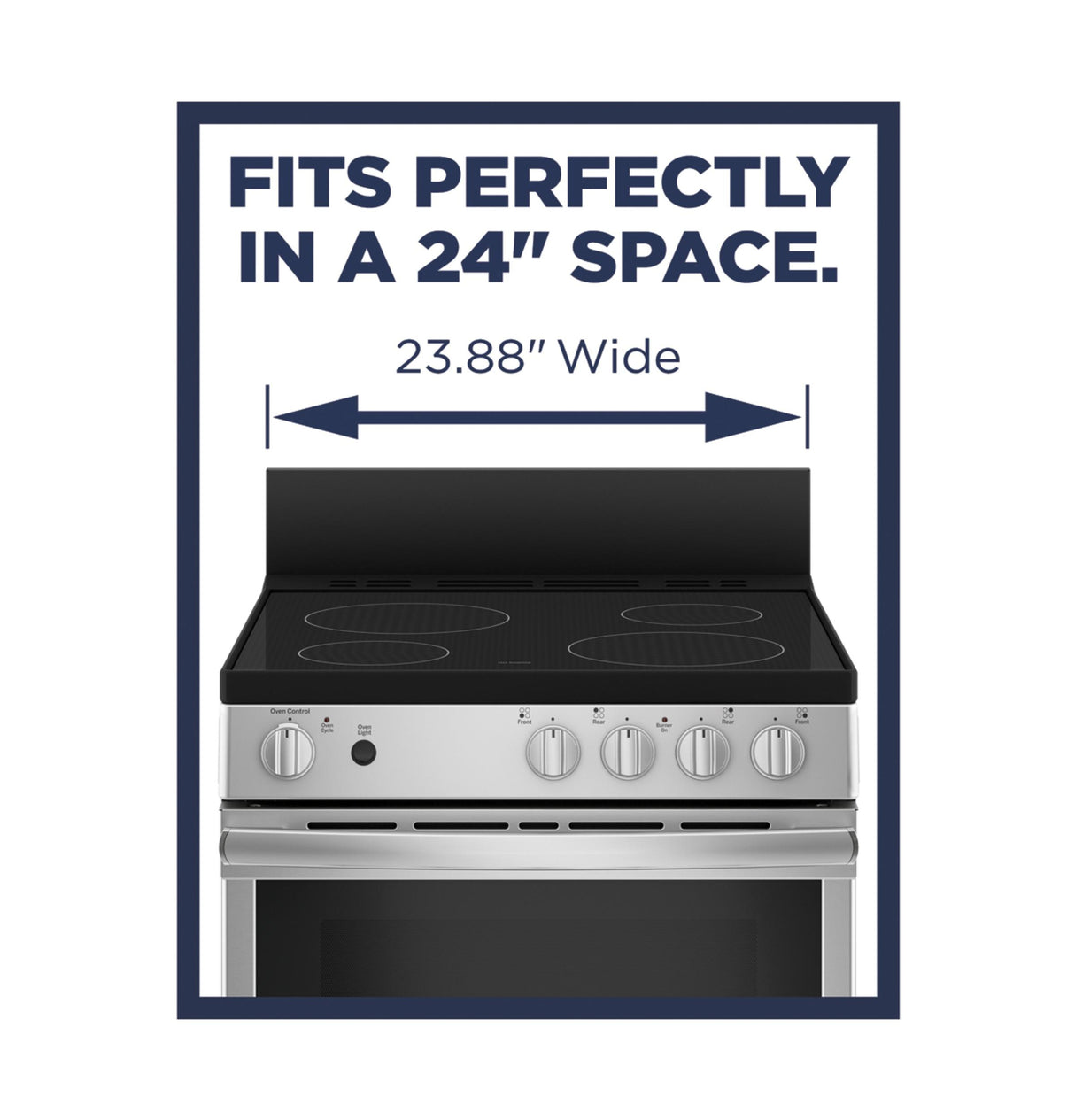 GE® ENERGY STAR® 24" Free-Standing/Slide-in Front Control Range with Steam Clean and Large Window