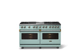 60"W.Dual Fuel Range (Finish: Splash, Trim: Brushed Brass, Fuel: Natural Gas)