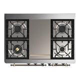 ILVE UMD40FNR3BKB Majestic III 40 inch Dual Fuel Range with 6 Burners and Griddle, Dual Function Burner up to 25,000 BTU (Natural Gas, Triple Glass Door, Glossy Black, Burnished)