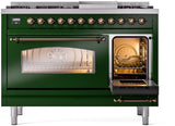 Nostalgie II 48 Inch Dual Fuel Liquid Propane Freestanding Range in Emerald Green with Bronze Trim
