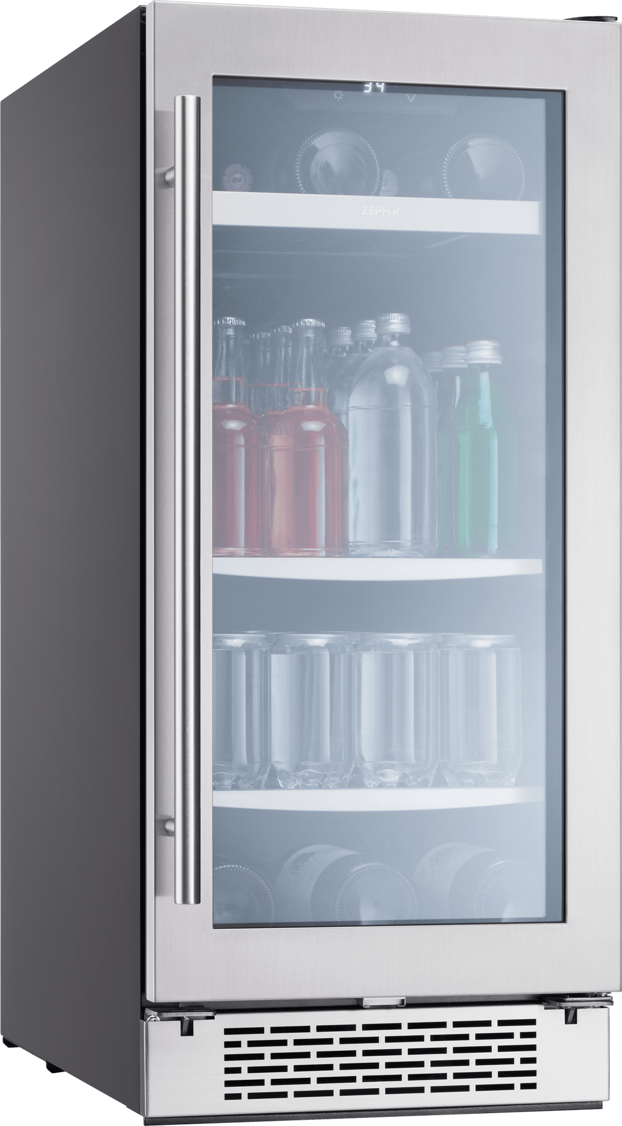 Presrv Beverage Cooler, 15in Under Cabinet, SS+Glass, Reverse Door, 1 Zone