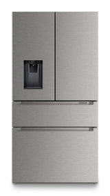 French door fridge-freezer with 2 freezer drawers and water and ice cube dispenser