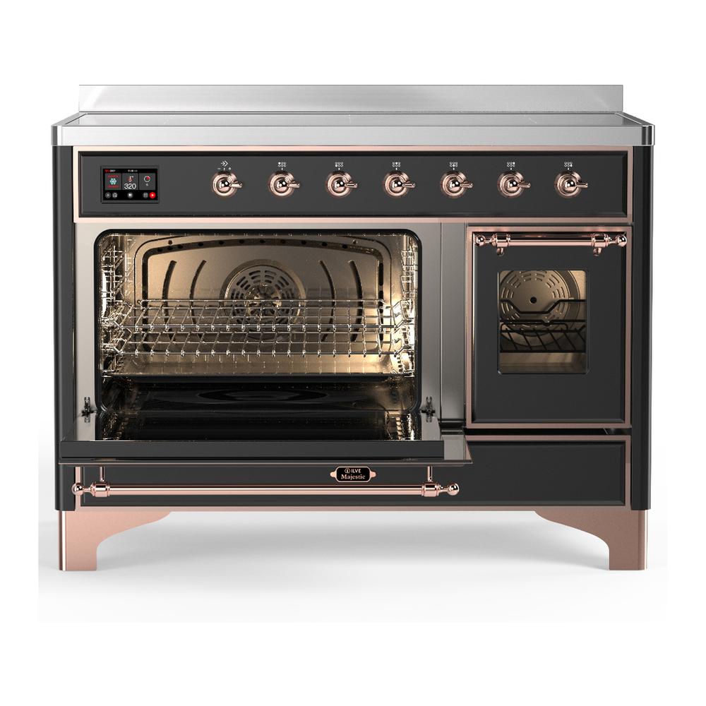 ILVE UMIB48NR3MGP Majestic III 48 inch Induction Range with 6 Elements, 5.02 cu. ft. Total Oven Capacity (Triple Glass Door, Graphite Matte, Copper)