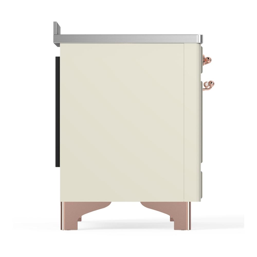 ILVE UMIB48NR3AWP Majestic III 48 inch Induction Range with 6 Elements, 5.02 cu. ft. Total Oven Capacity (Triple Glass Door, Antique White, Copper)