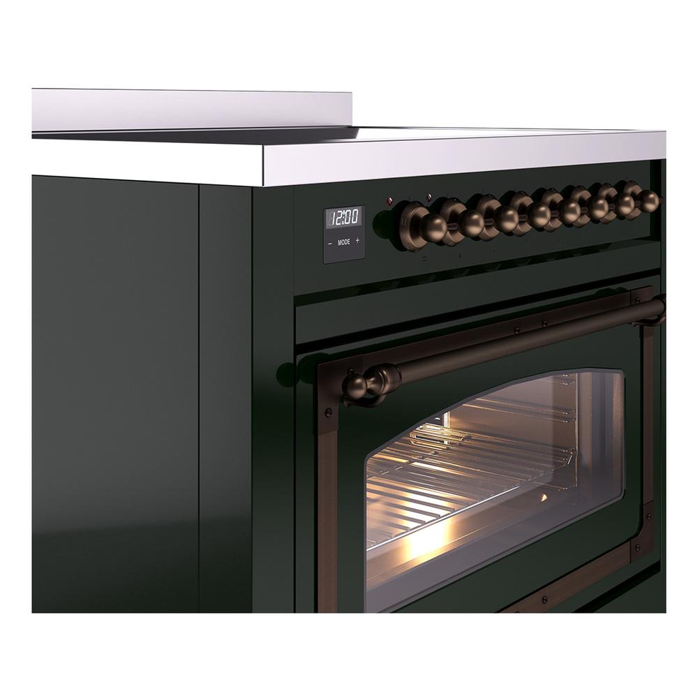 ILVE UNI366NMPEGB Nostalgie II Noblesse 36 inch Induction Range (Triple Glass Door, Emerald Green, Burnished)