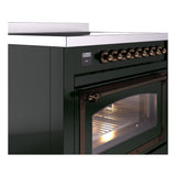 ILVE UNI366NMPEGB Nostalgie II Noblesse 36 inch Induction Range (Triple Glass Door, Emerald Green, Burnished)