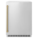 ZLINE Autograph Edition 24 in. Touchstone 151 Can Beverage Fridge With Solid Stainless Steel Door And Champagne Bronze Handle (RBSOZ-ST-24-CB)