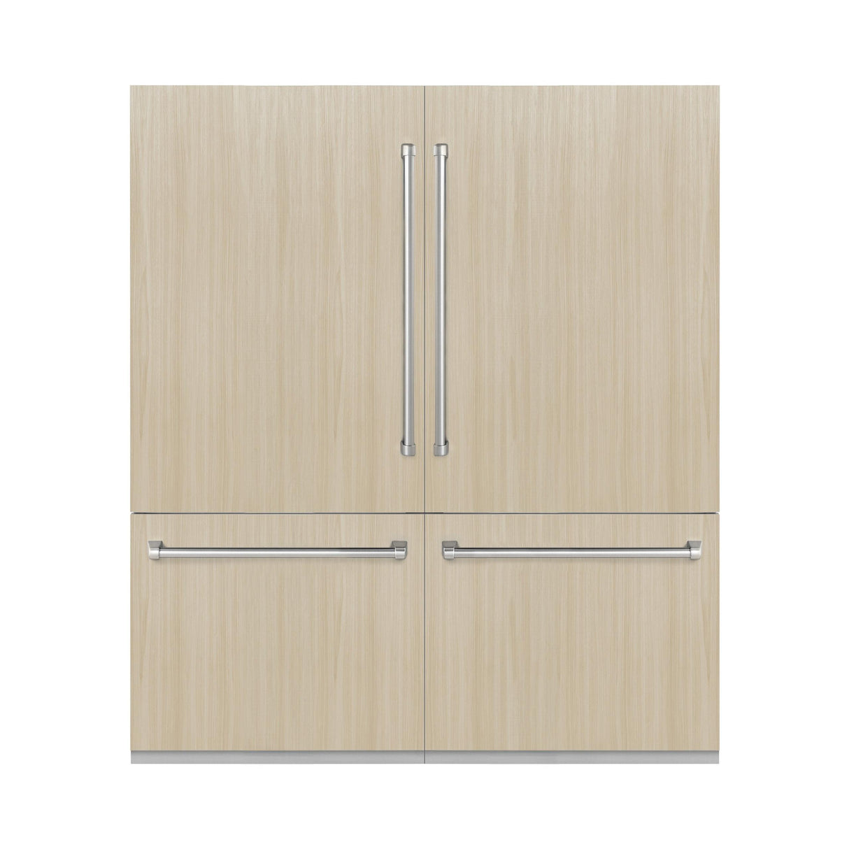 ZLINE 72 in. 39.6 cu. ft. Panel Ready French Door Built-In Bottom Freezer Refrigerator with Water Dispensers and Ice Makers with Graphite Gray Interior (GRBIT-72)