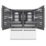 ZLINE Autograph Edition 72 in. 39.6 cu. ft. French Door Built-In Bottom Freezer Refrigerator with Water Dispensers and Ice Makers in White Matte with Graphite Gray Interior and Matte Black Accents (GRBITZ-WM-72-MB)