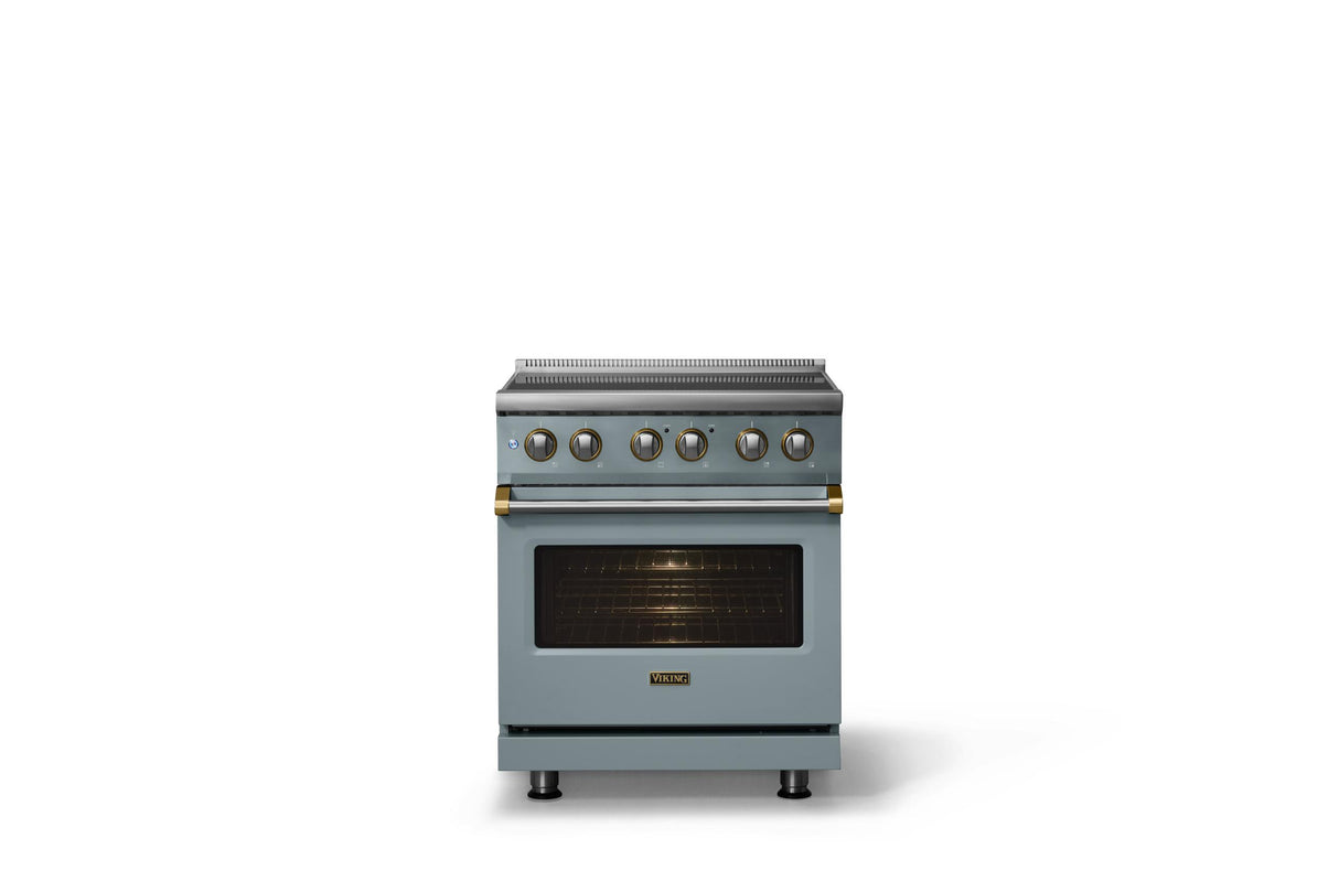 30"W. Induction Range (Finish: November Sky, Trim: Brushed Brass)