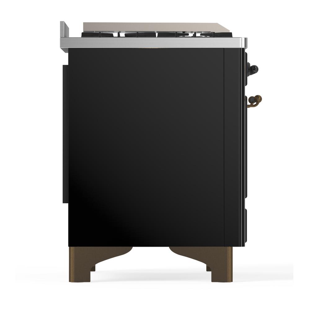 ILVE UM60FNR3BKBLP Majestic III 60 inch Dual Fuel Range with 9 Burners and Griddle, Dual Function Burner up to 25,000 BTU (Liquid Propane, Triple Glass Door, Glossy Black, Burnished)