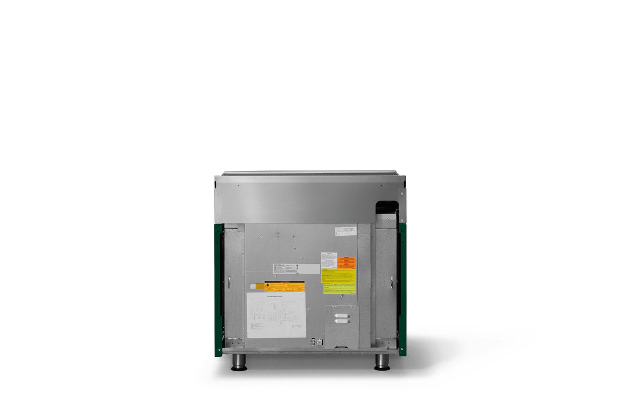 36"W. Induction Range (Finish: Ivy, Trim: Brushed Brass)