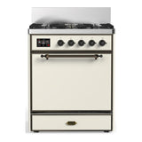 ILVE UM30QNR3AWB Majestic III 30 inch Dual Fuel Range with 5 Black Brass Burners, Dual Function Burner up to 25,000 BTU (Natural Gas, Solid Door, Antique White, Burnished)