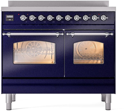 Nostalgie II 40 Inch Electric Freestanding Range in Blue with Chrome Trim