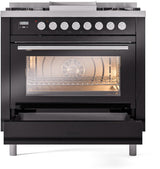 Professional Plus II 36 Inch Dual Fuel Liquid Propane Freestanding Range in Glossy Black with Trim