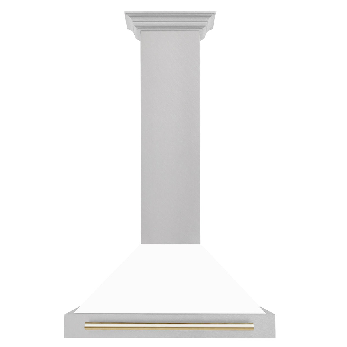 ZLINE 30 in. Autograph Edition Convertible Fingerprint Resistant DuraSnow Stainless Steel Range Hood with White Matte Shell and Champagne Bronze Handle (KB4SNZ-WM30-CB) [Color: Gold Accents]