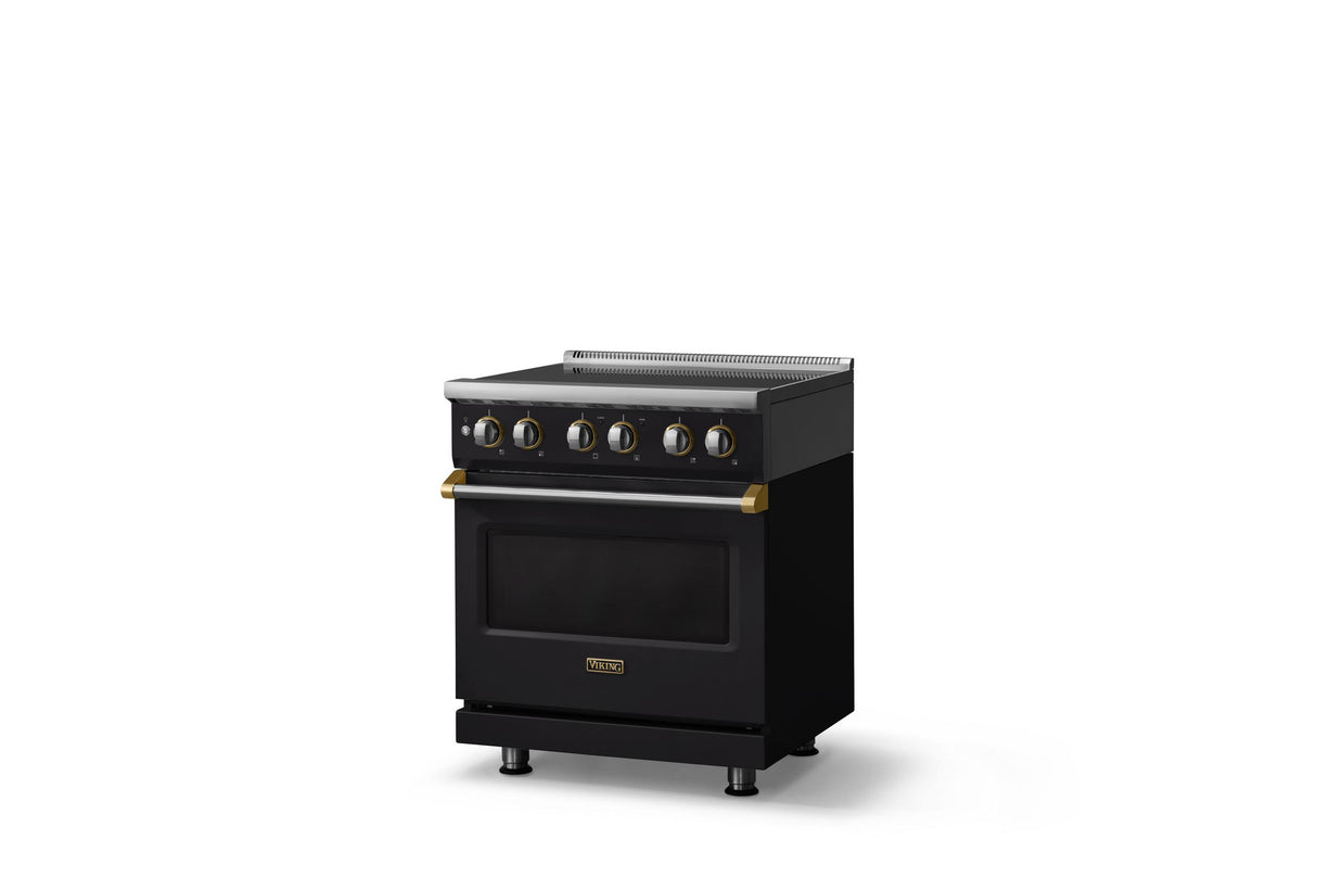 30"W. Induction Range (Finish: Onyx, Trim: Brushed Brass)