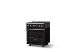 30"W. Induction Range (Finish: Onyx, Trim: Brushed Brass)
