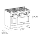 ZLINE 48 in. 6.7 cu. ft. 8 Burner Double Oven Gas Range in Stainless Steel with Black Matte Doors (SGR-BLM-48)