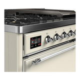 ILVE UM48FQNR3AWC Majestic III 48 inch Dual Fuel Range with 8 Burners and Griddle, Dual Function Burner up to 25,000 BTU (Natural Gas, Solid Door, Antique White, Chrome)