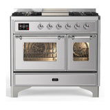 ILVE UMD40FNR3SSC Majestic III 40 inch Dual Fuel Range with 6 Burners and Griddle, Dual Function Burner up to 25,000 BTU (Natural Gas, Triple Glass Door, Stainless Steel, Chrome)