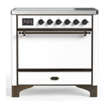 ILVE UMIB36QNR3WHB Majestic III 36 inch Induction Range with 6 Elements, 3.5 cu. ft. Total Oven Capacity (Solid Door, White, Burnished)