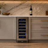 15" Wine Cooler, Stainless Steel Glass, Field Reversible Hinge