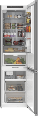 800 Series Free-standing fridge-freezer with freezer at bottom, glass door 24" White, Total No Frost